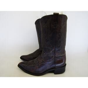 Texas Brand Mens Size 9 EE Brown Leather Western Cowboy Boots
